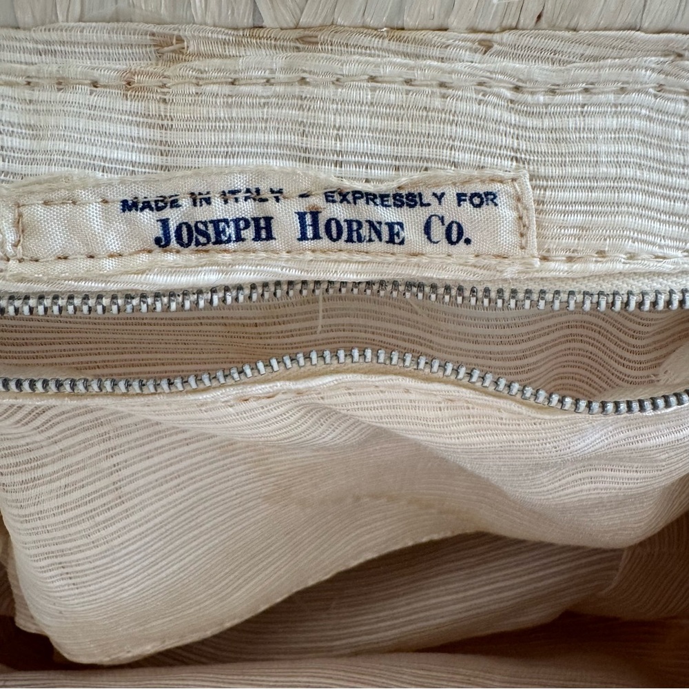 Vintage Joseph Horne Co Made in Italy Cream Woven Raffia Straw Top Handle Bag - Picture 9 of 9